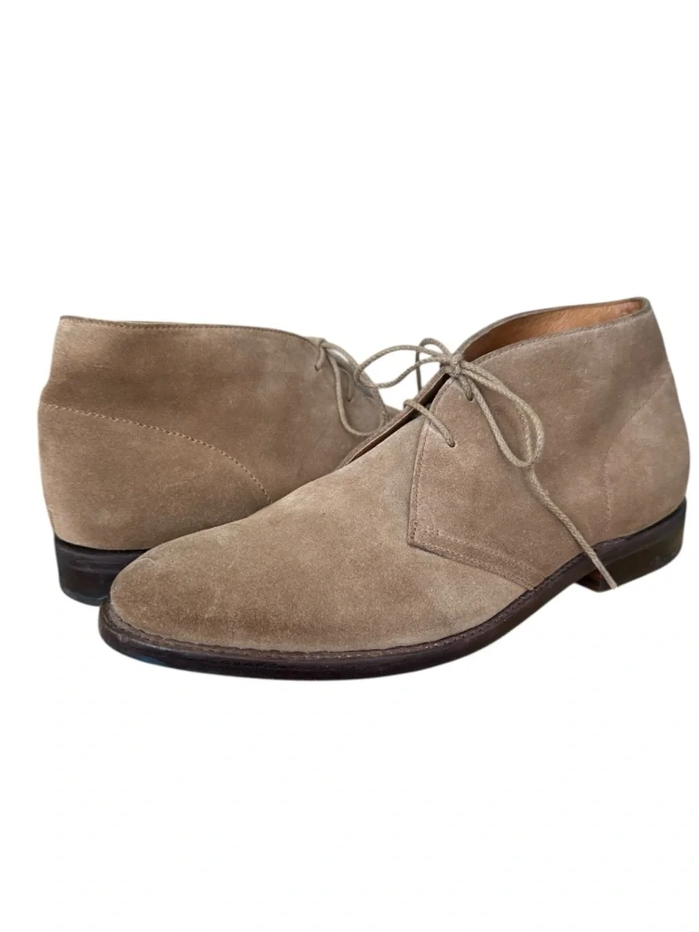 J.CREW Bennett Suede Chukka Boots Tan Leather Lace Up Minimalist Classic‎ 10.5